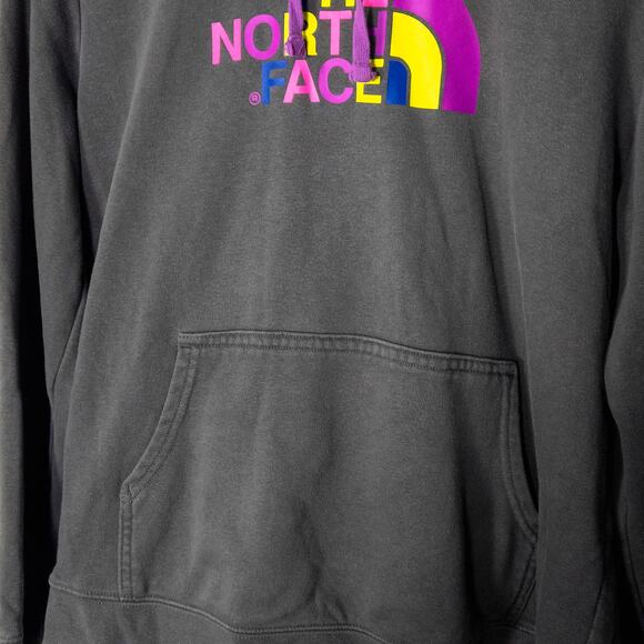The North Face Women’s Hoodie Barbiecore Athleisure Rainbow Logo Gray Size L - Picture 5 of 9